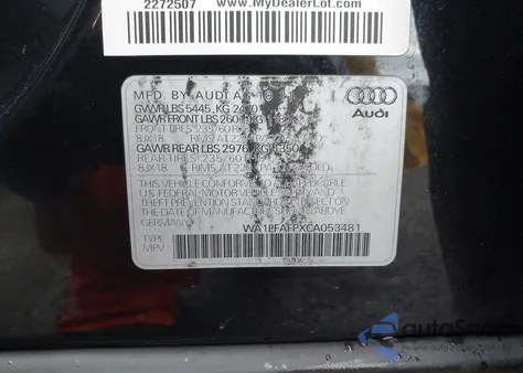 2012 Audi Q5 2.0T Premium из США, поврежденный, VIN WA1LFAFPXCA053481